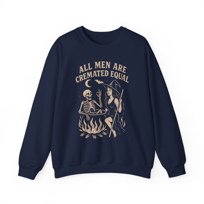 All Men Are Cremated Equal Funny Halloween Sweatshirt - funny sweatshirt by Cheeky Business
