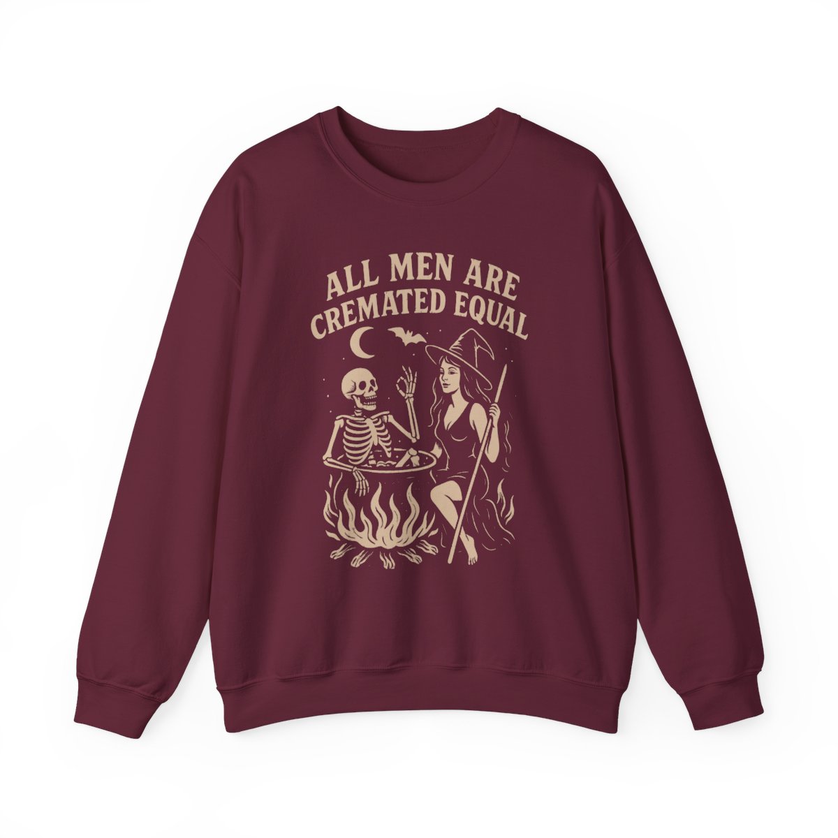 All Men Are Cremated Equal Funny Halloween Sweatshirt - funny sweatshirt by Cheeky Business