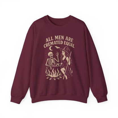 All Men Are Cremated Equal Funny Halloween Sweatshirt - funny sweatshirt by Cheeky Business