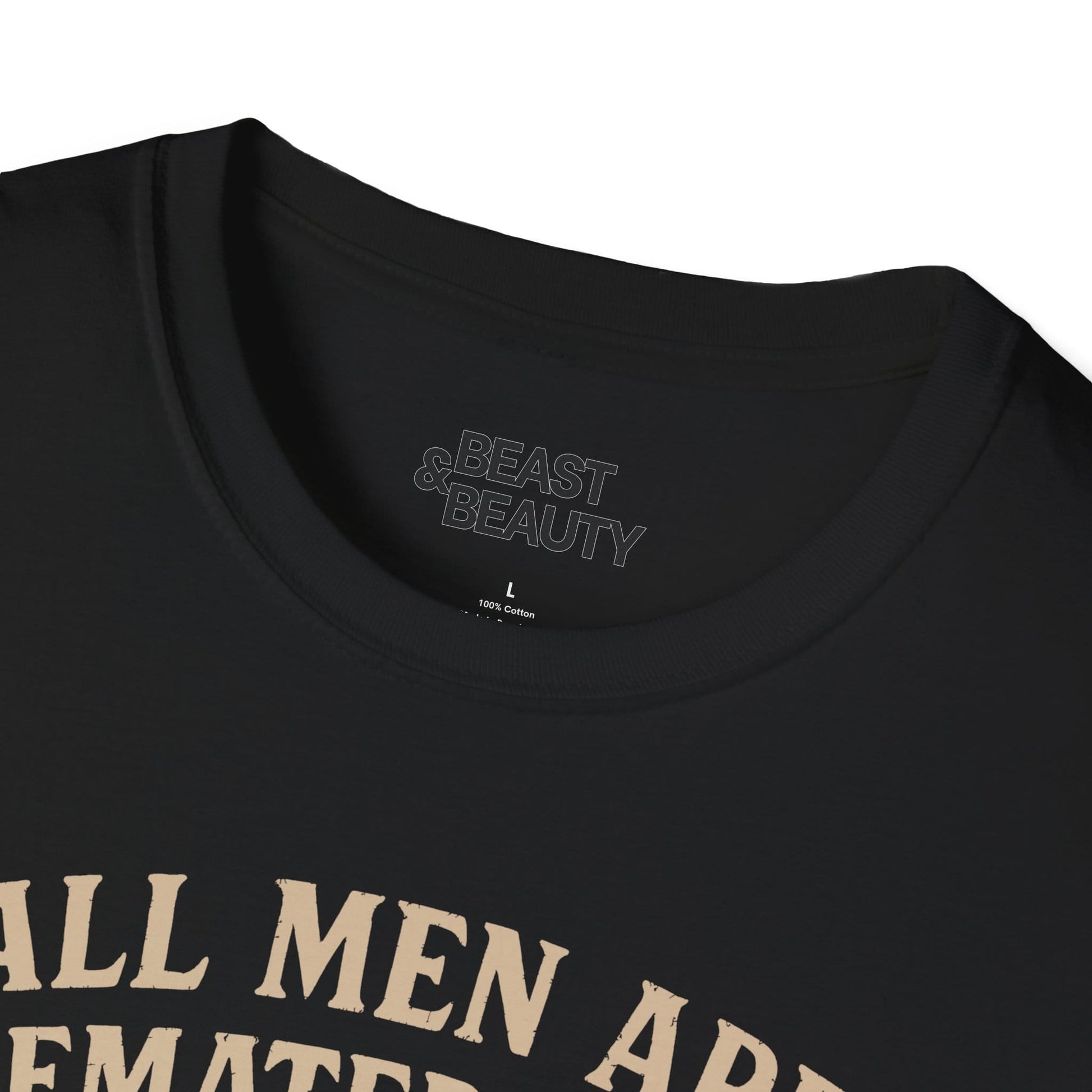 unisex halloween t-shirt with all men are cremated equal bold vintage slogan