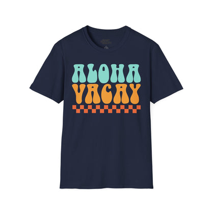 aloha holiday t-shirt colour range including navy black white and military green
