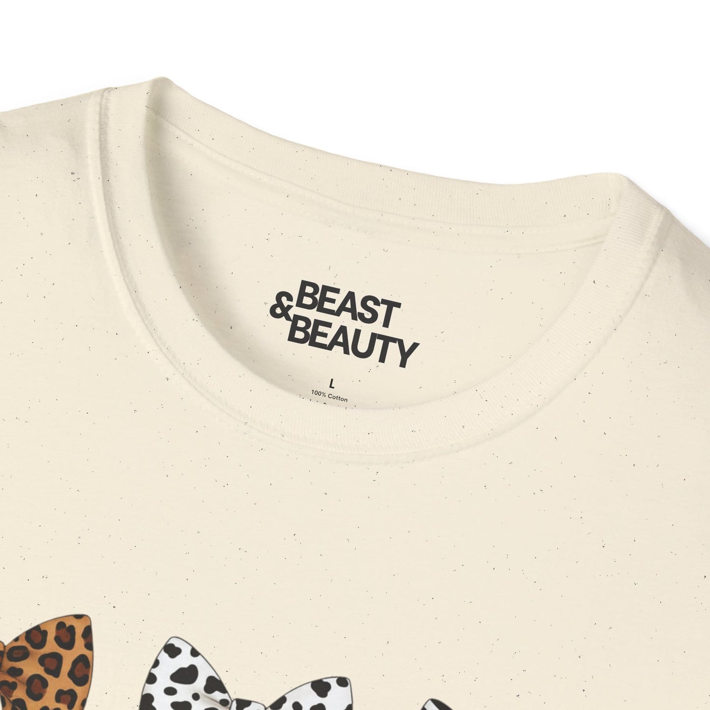 animal print bow pattern t-shirt lifestyle shot coquette gift idea