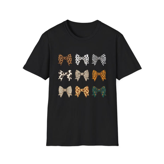 Animal Print Bow Pattern T-Shirt - funny t-shirt by Cheeky Business