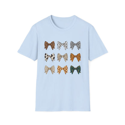 Animal Print Bow Pattern T-Shirt - funny t-shirt by Cheeky Business