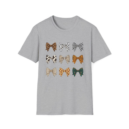 Animal Print Bow Pattern T-Shirt - funny t-shirt by Cheeky Business