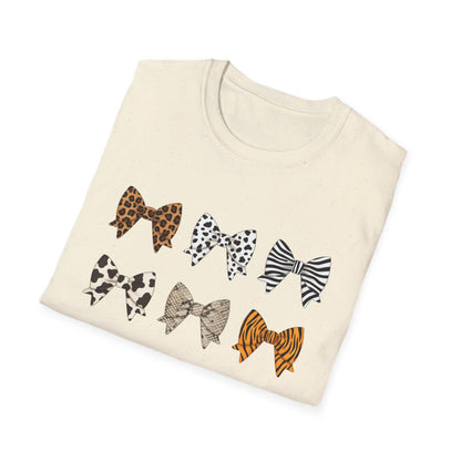 Animal Print Bow Pattern T-Shirt - funny t-shirt by Cheeky Business