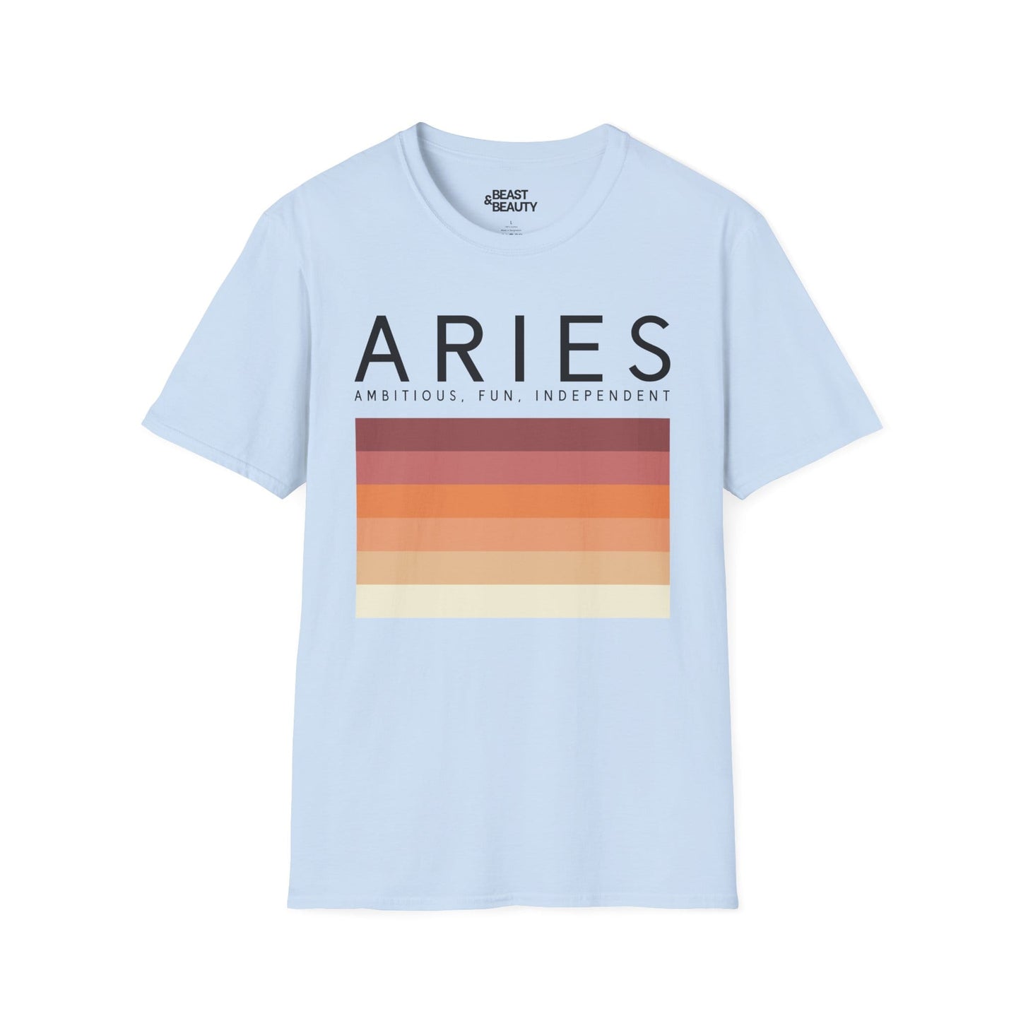 natural coloured t-shirt with aries zodiac ram minimalist print for birthday gift