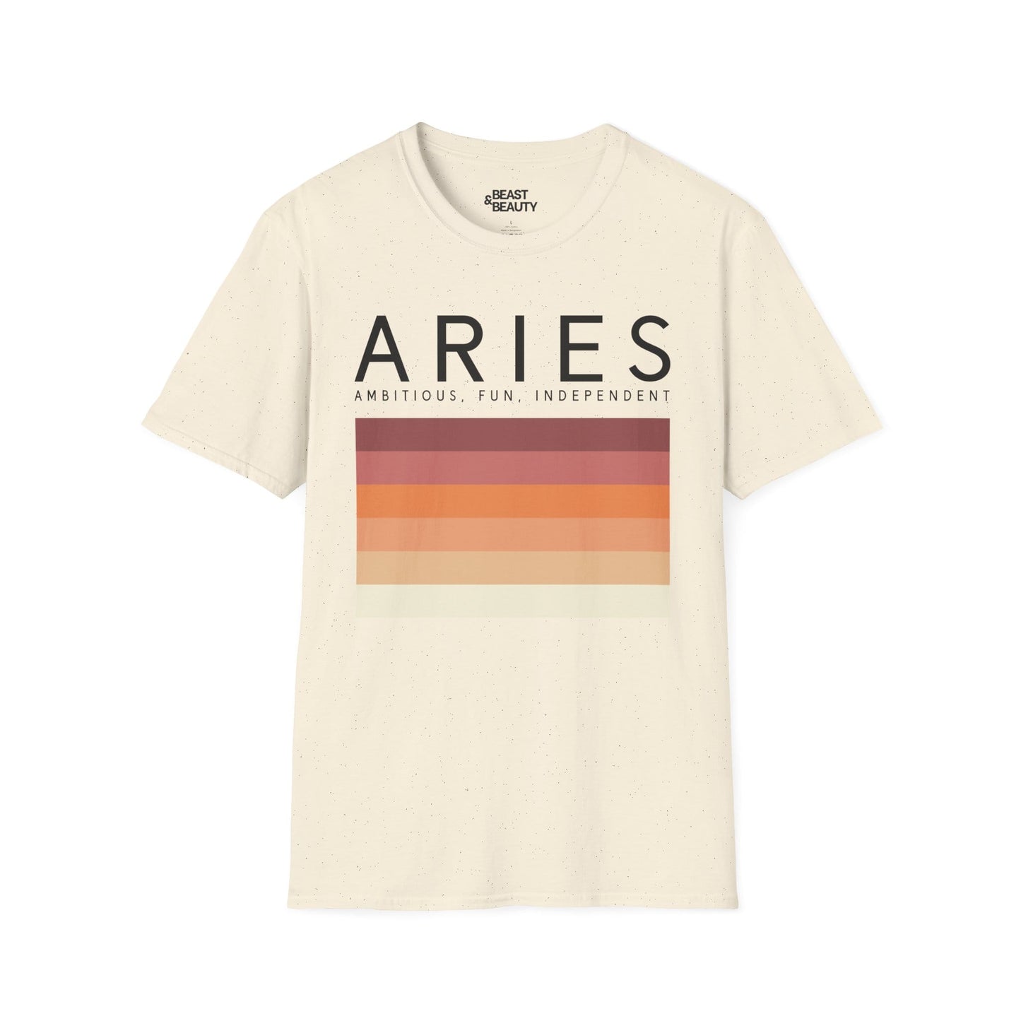 white unisex t-shirt with retro-inspired aries zodiac graphic design