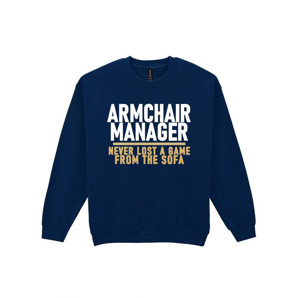 Armchair Manager Never Lost A Game From The Sofa Funny Football T-Shirt & Sweatshirt Sweatshirt in Navy