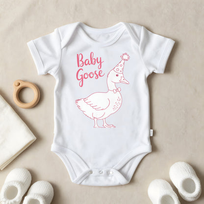 Baby Goose baby grow laid flat