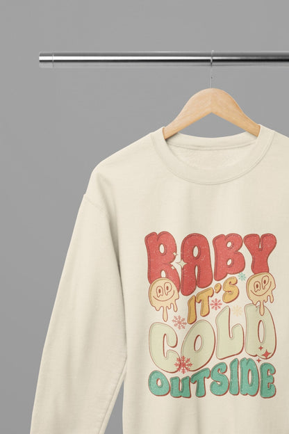 sand sweatshirt with baby it's cold outside funny christmas design