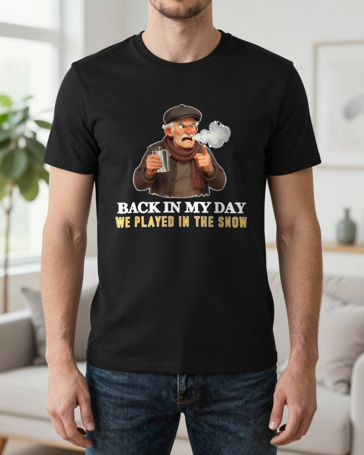 Back In My Day We Played In The Snow Funny Rugby Grandad T-Shirt & Sweatshirt worn