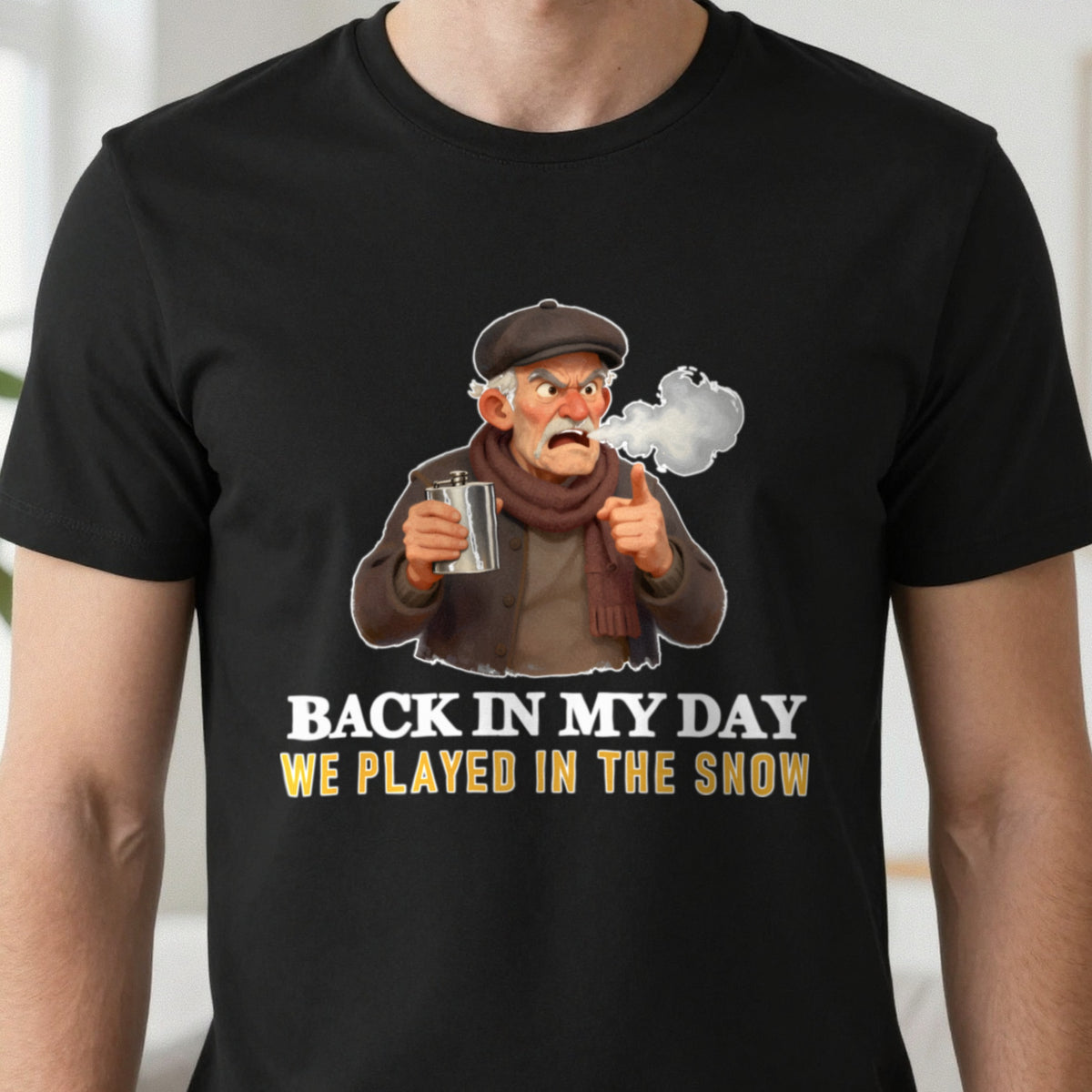 Back In My Day We Played In The Snow Funny Rugby Grandad T-Shirt & Sweatshirt close-up
