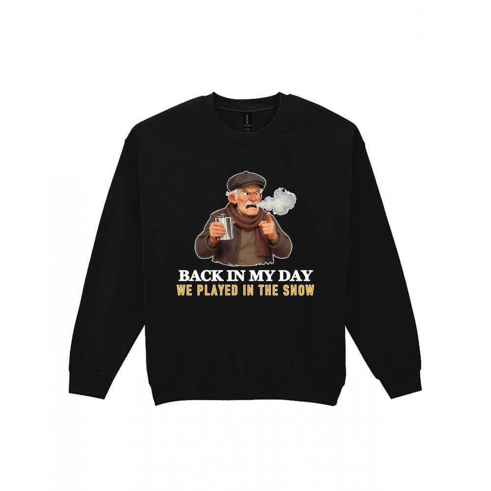 Back In My Day We Played In The Snow Funny Rugby Grandad T-Shirt & Sweatshirt Sweatshirt in Black