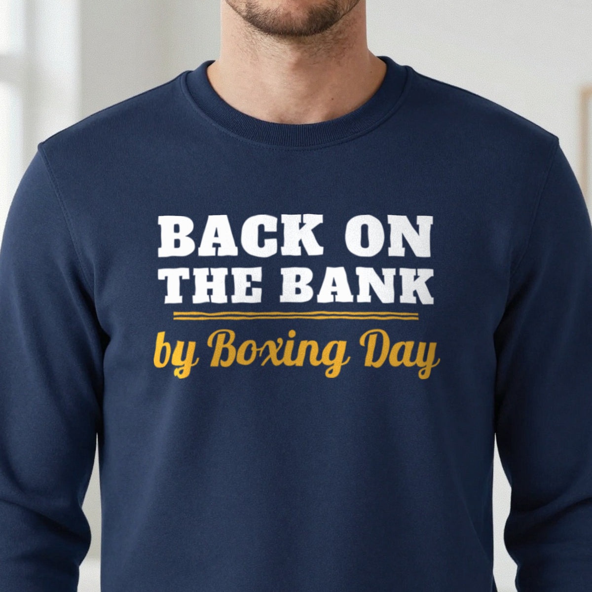 Back On The Bank By Boxing Day Funny Fishing Christmas Jumper & T-Shirt close-up