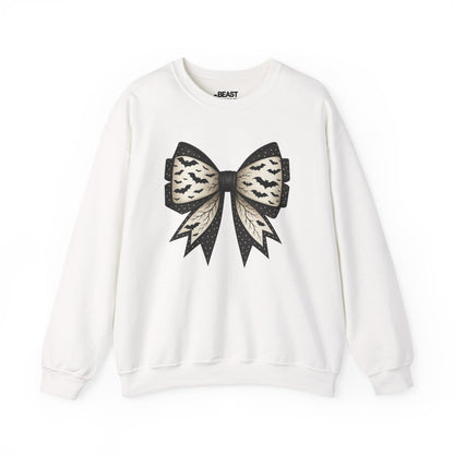 white sweatshirt with bat lace bow dark feminine design gift idea