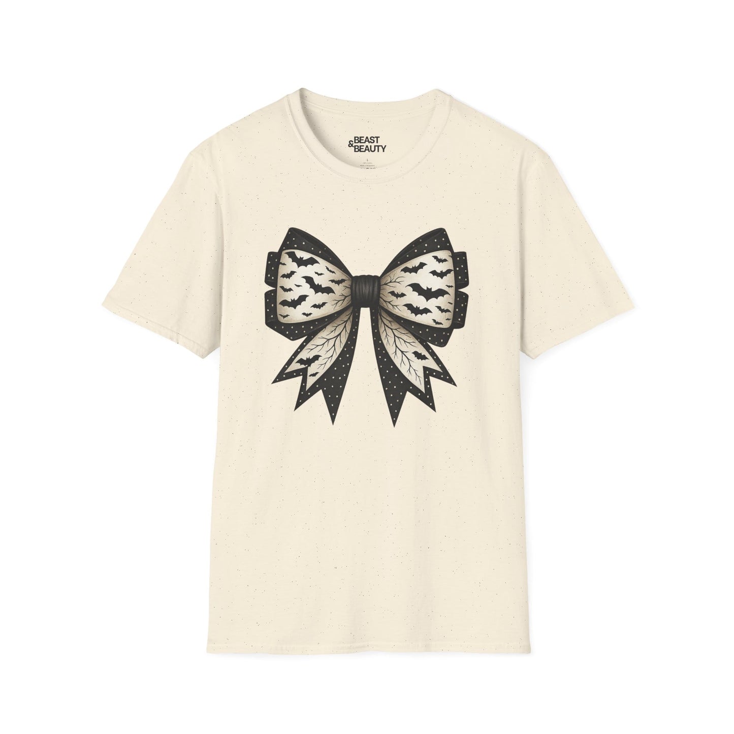 natural t-shirt with bat lace bow halloween gift idea for her