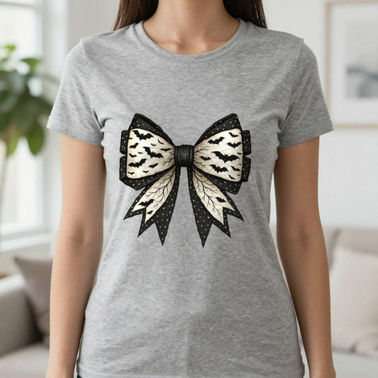 Bat Lace Bow T-Shirt worn, lifestyle photo