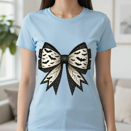 Bat Lace Bow T-Shirt in Light Blue, worn, our photo