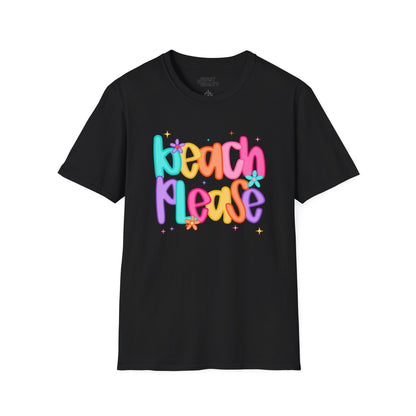 black t-shirt with beach please slogan graphic for beach holiday gift