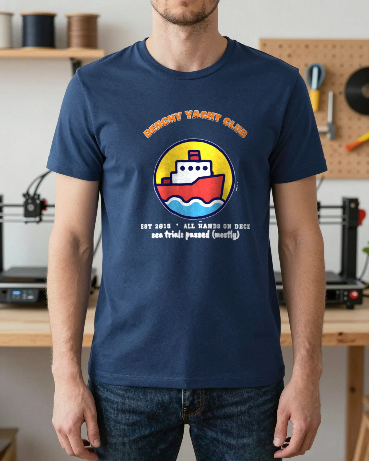 Benchy Yacht Club Funny 3D Printing T-Shirt & Sweatshirt worn
