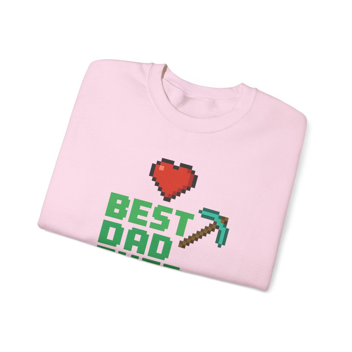 sweatshirt detail showing bold minecraft dad print quality