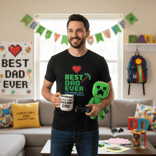 best dad ever according to my minecraft world t-shirt in multiple colours for gamer dads