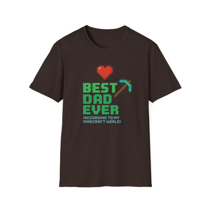 Best Dad Ever According To My Minecraft World T-Shirt - funny t-shirt by Cheeky Business