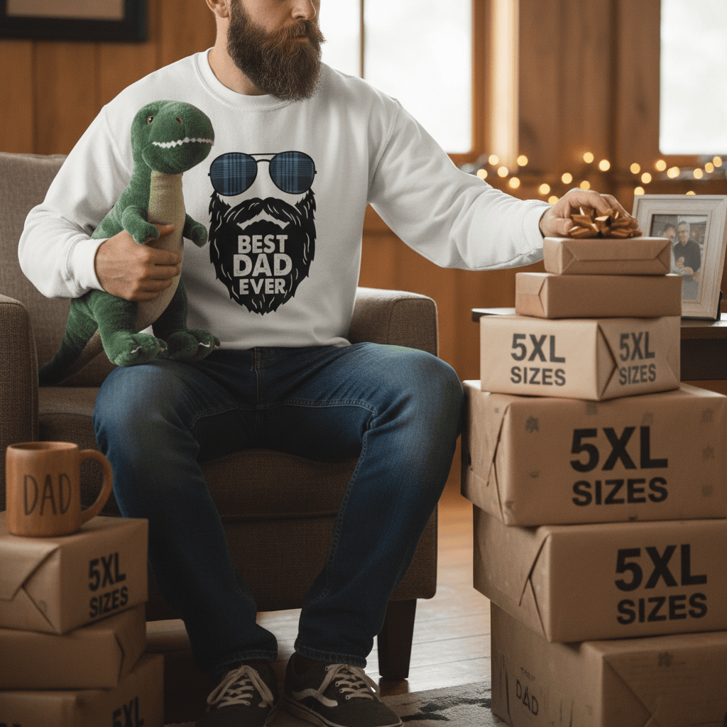 dark heather crewneck sweatshirt with best dad ever bearded aviator design for Father's Day gift