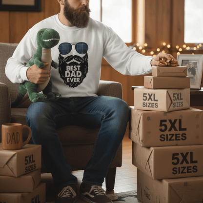 dark heather crewneck sweatshirt with best dad ever bearded aviator design for Father's Day gift