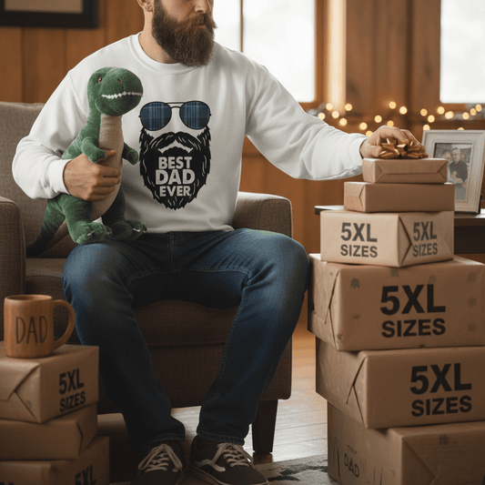 dark heather crewneck sweatshirt with best dad ever bearded aviator design for Father's Day gift