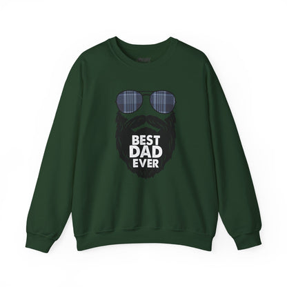 forest green best dad ever sweatshirt with bearded aviator funny dad design