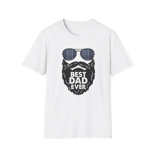 light blue t-shirt with bold best dad ever beard design front view