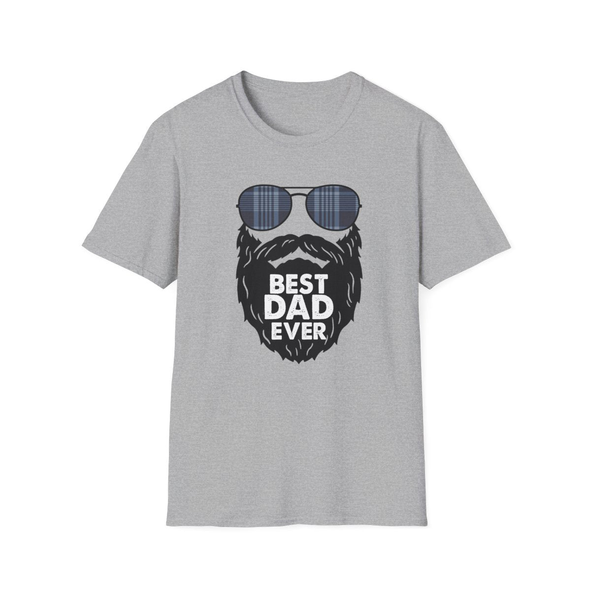 sport grey t-shirt with best dad ever beard and sunglasses design