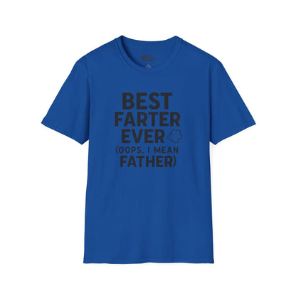 royal blue t-shirt with Best Farter Ever humorous slogan tee for dads