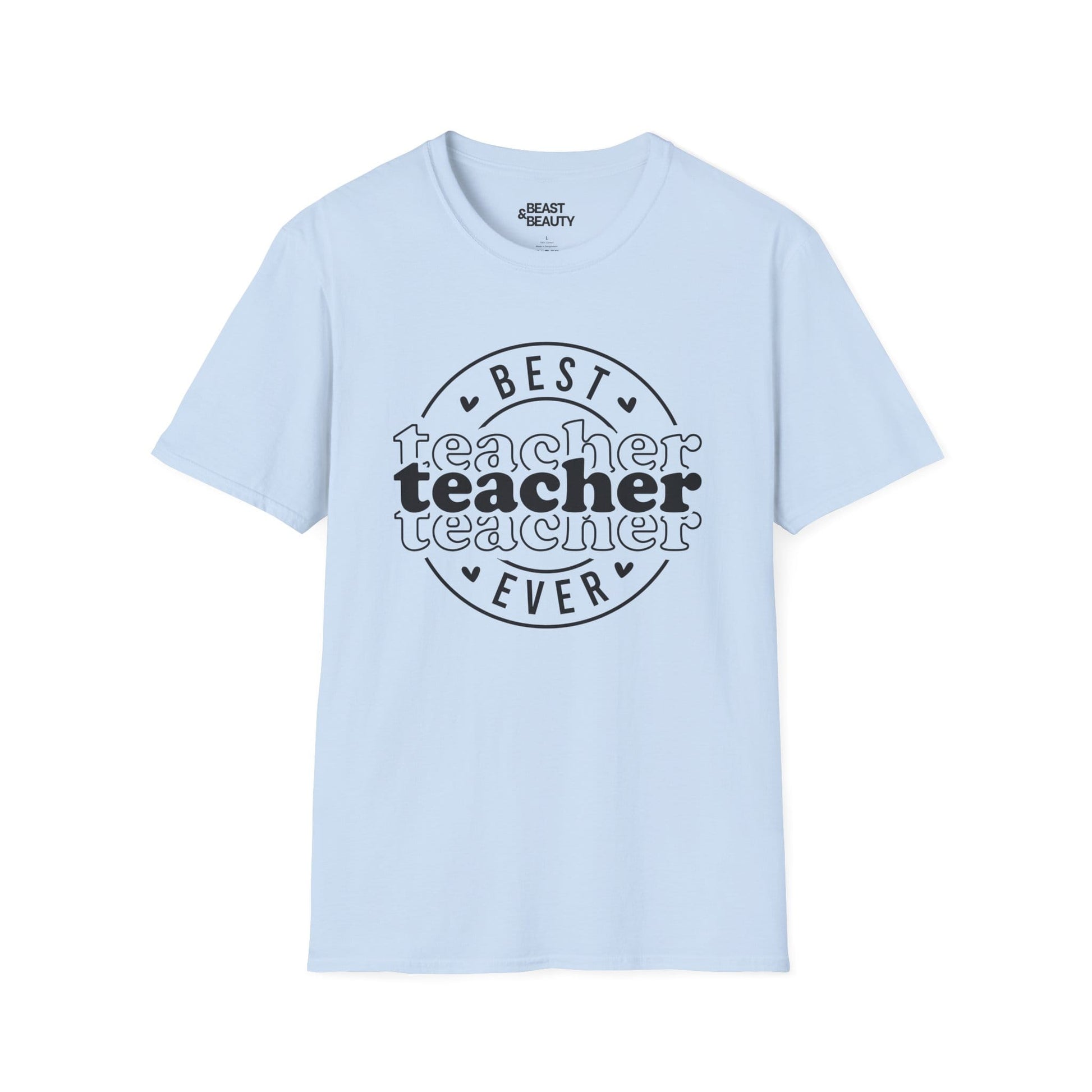 natural t-shirt with best teacher ever printed graphic for educators