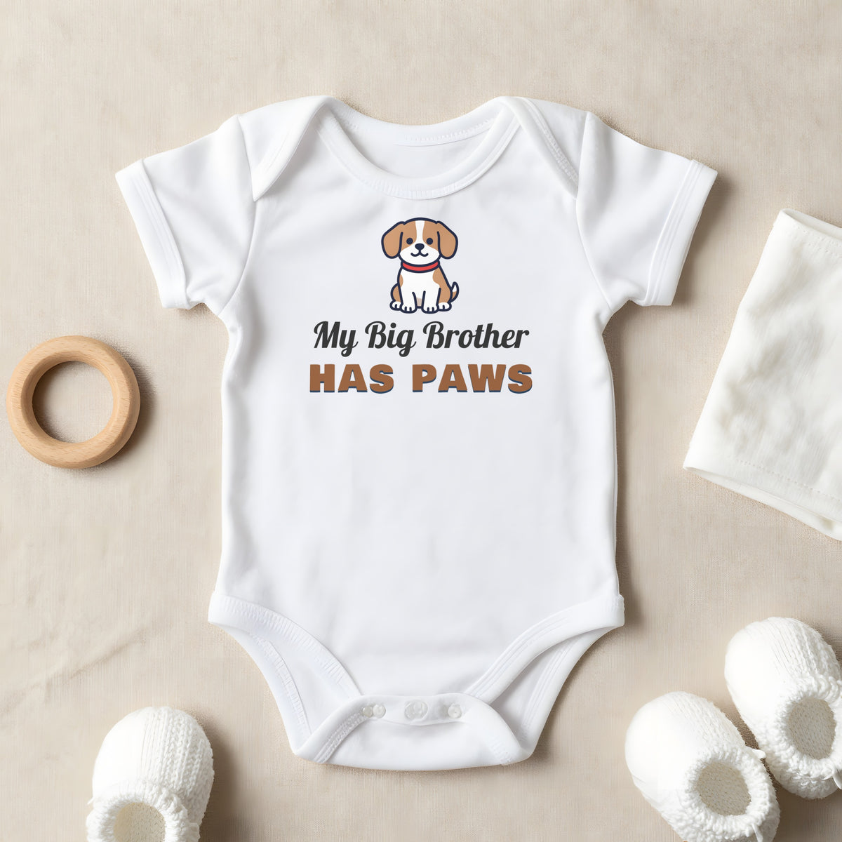 My Big Brother Has Paws baby grow laid flat