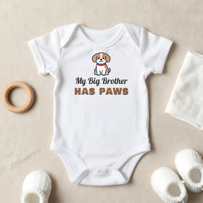 My Big Brother Has Paws baby grow laid flat