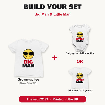 Big Man & Little Man matching set build your set: grown-up tee with baby grow or kids tee