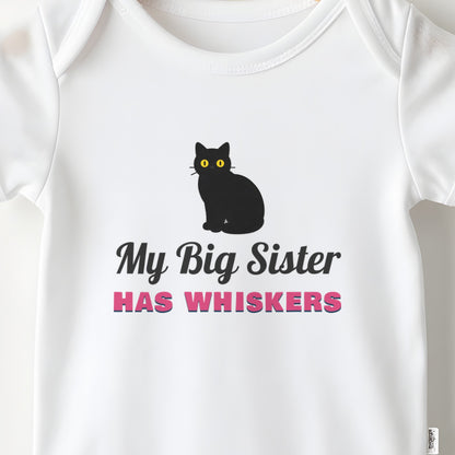 My Big Sister Has Whiskers baby grow print close-up