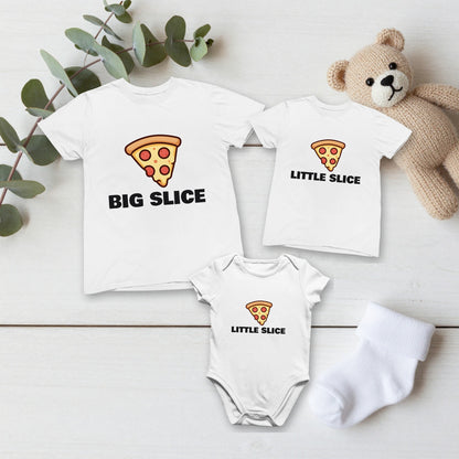 Big Slice & Little Slice matching set flat lay with kids tee