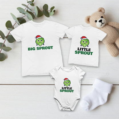 Big Sprout & Little Sprout Christmas matching set flat lay with kids tee