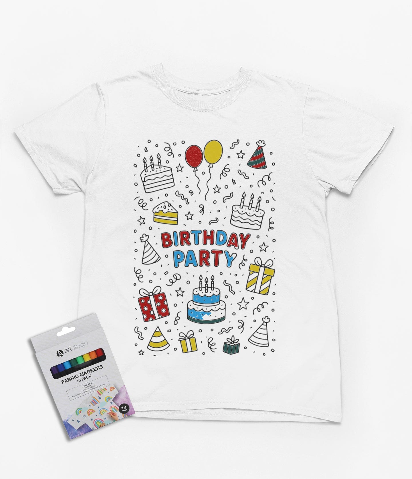 Birthday Party Colour-In Kids T-Shirt t-shirt product image 2 from Beast and Beauty