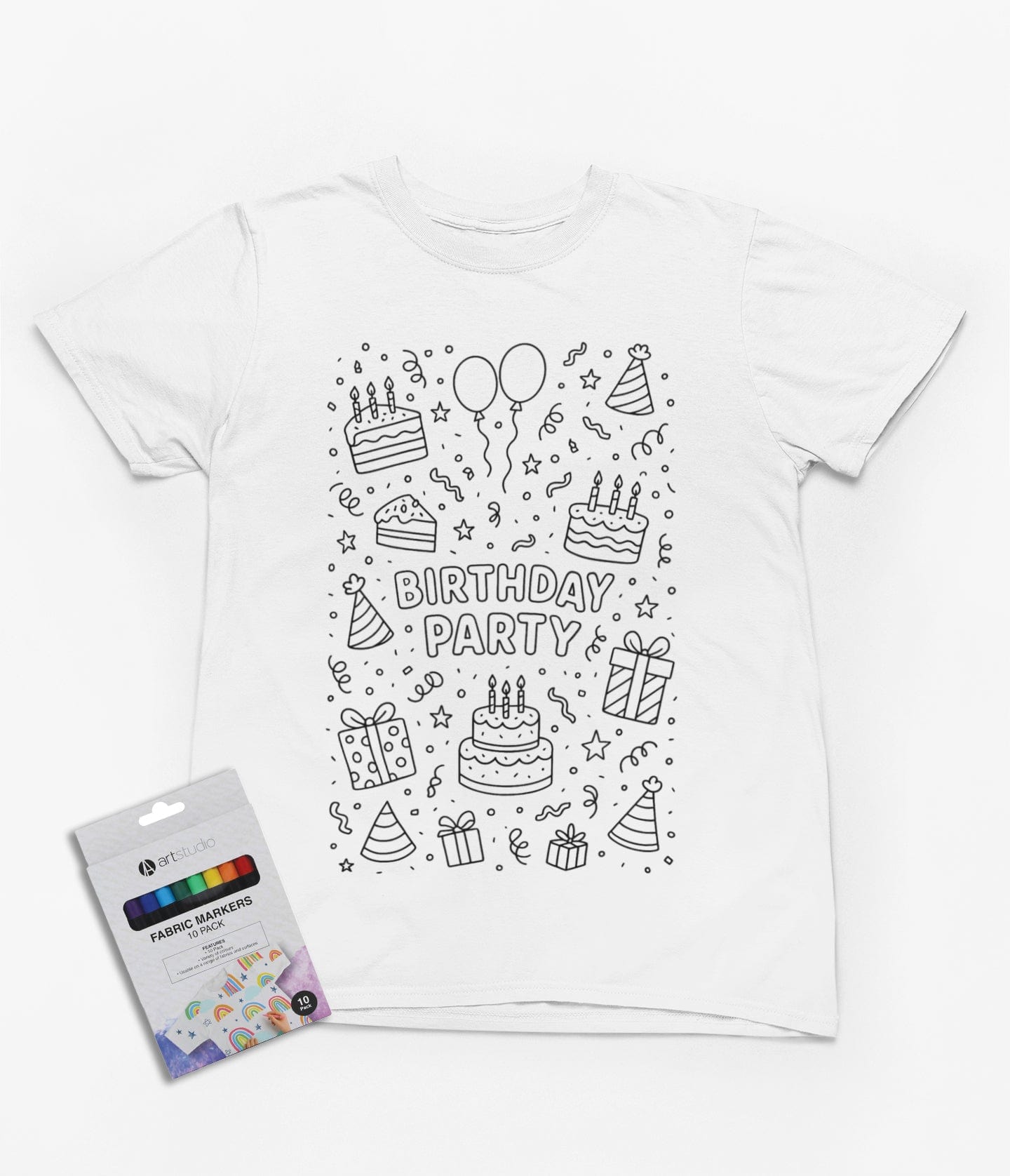 Birthday Party Colour-In Kids T-Shirt t-shirt product image 1 from Beast and Beauty