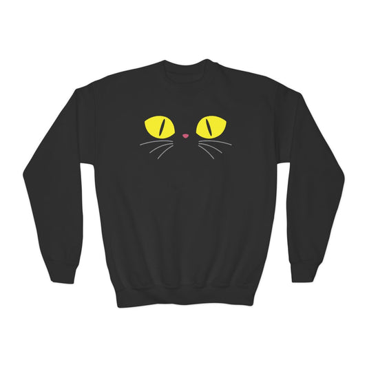 Black Cat Eyes Kids Halloween Sweatshirt - funny t-shirt by Cheeky Business