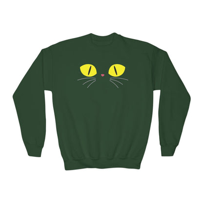 Black Cat Eyes Kids Halloween Sweatshirt - funny t-shirt by Cheeky Business