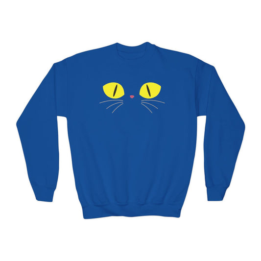 Black Cat Eyes Kids Halloween Sweatshirt - funny t-shirt by Cheeky Business