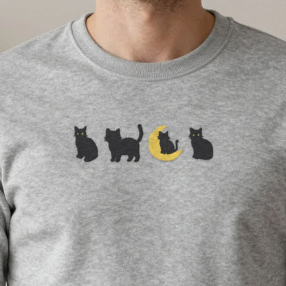 Black Cats Embroidered Sweatshirt close-up