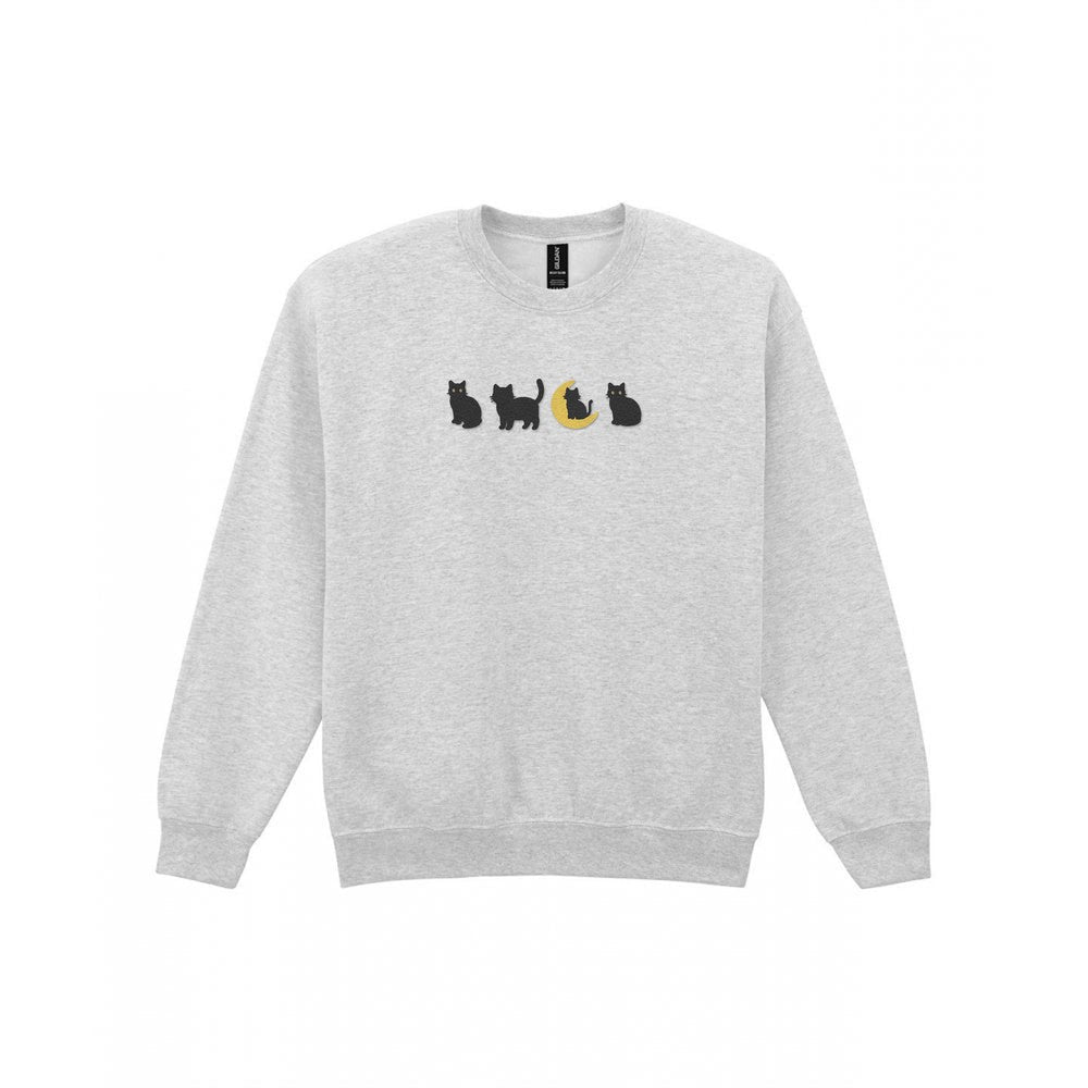 Black Cats Embroidered Sweatshirt in Sport Grey