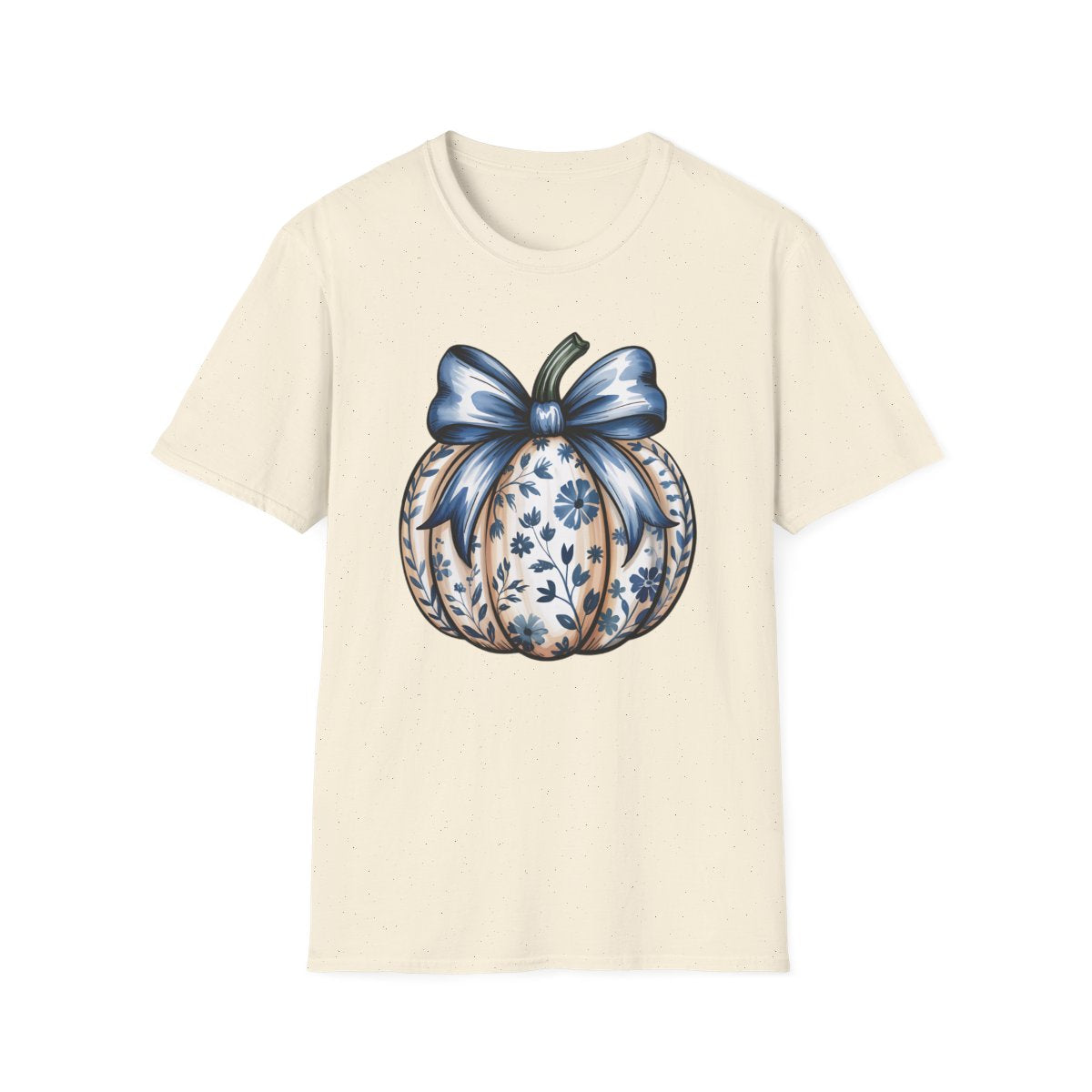 Blue Pumpkin Bow Graphic T-Shirt - funny t-shirt by Cheeky Business